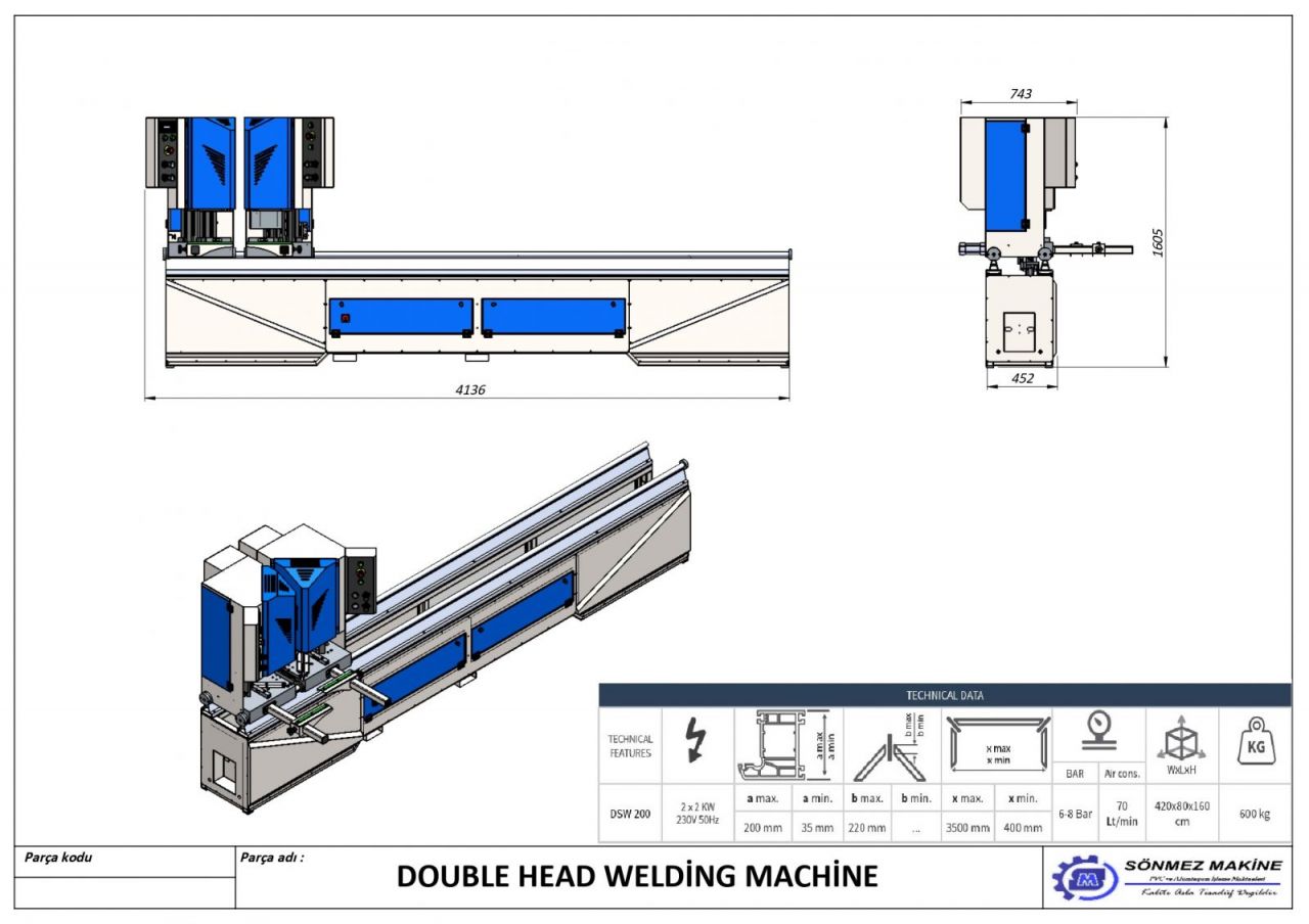 200&#039;Lk ift Kafa Kaynak Makinesi DSW-200 DSW-200