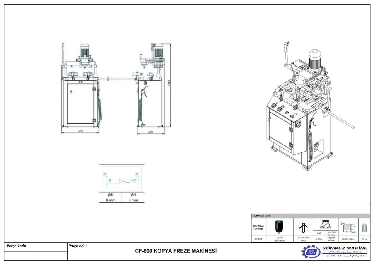 Kopya Freze Makinesi CF-600 CF-600