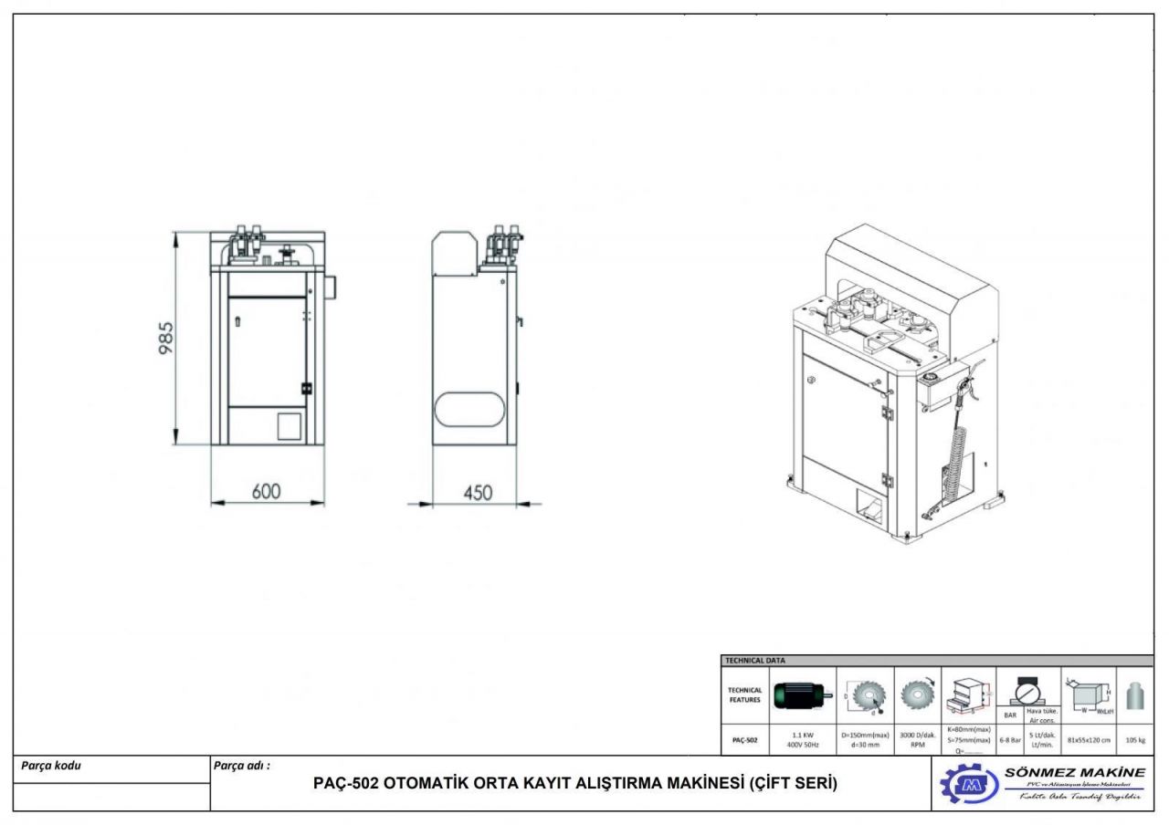 OTOMATIK ORTA KAYIT ALISTIRMA MAKINASI (IFT SERI) PAC502 PAC502