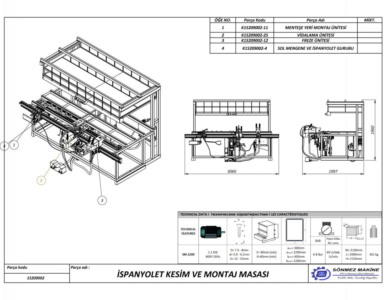 spanyolet Kesim Montaj Makinesi SM-2200 SM-2200