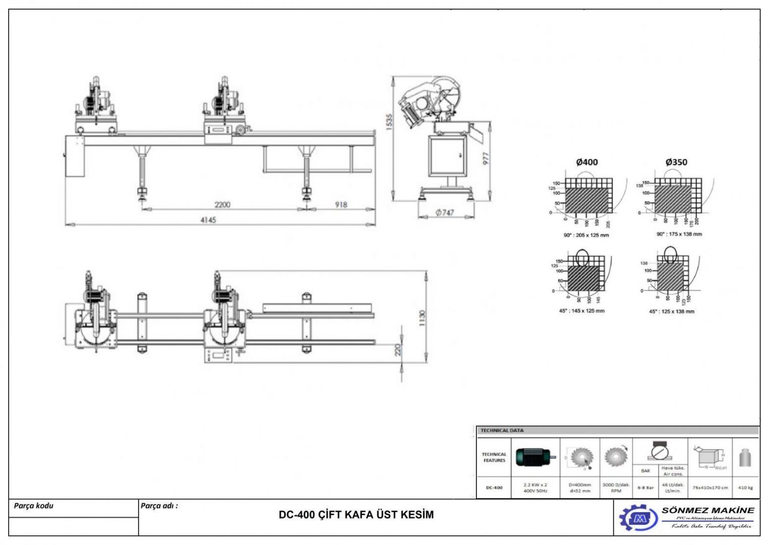 ift Kafa st Kesim Makinesi DC 400 DC 400